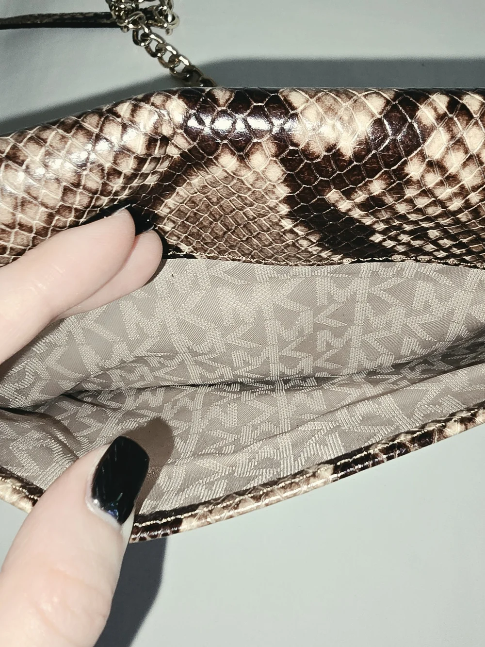 Michael Kors Flap Chain Crossbody Bag in Embossed Python Leather